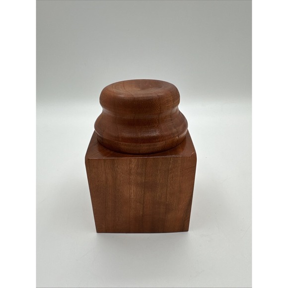 Other - Vintage Turned Teak Wood Tobacco Jar Canister Apothecary Storage Box w/ Lid 4"